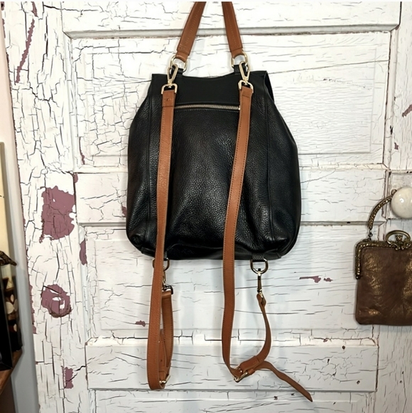 Valentina Black Backpack Bag Pebble Lether Tan Straps NEW 🤎 Retail $349- - Picture 5 of 7